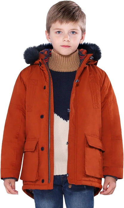 Boys Winter Coats Kids Winter Jacket Warm Thick Heavyweight Tough Long Windproof Outwear with Hood