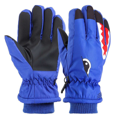 Warm Children Kids Shark Gloves Winter Waterproof Thermal Wind Ski Snow Thermal