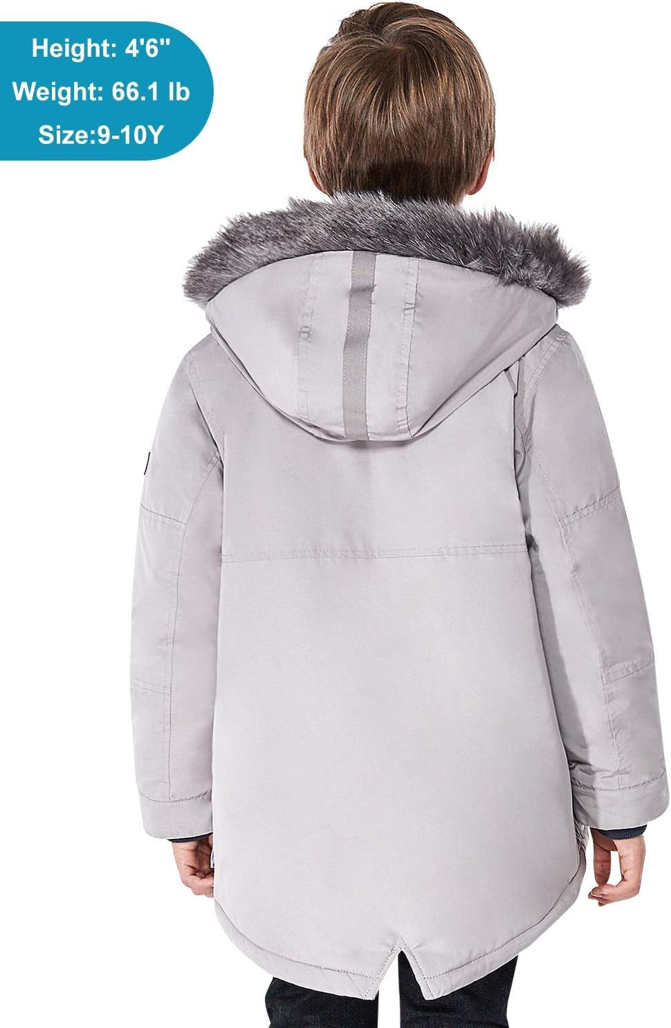 Boys Winter Coats Kids Winter Jacket Warm Thick Heavyweight Tough Long Windproof Outwear with Hood