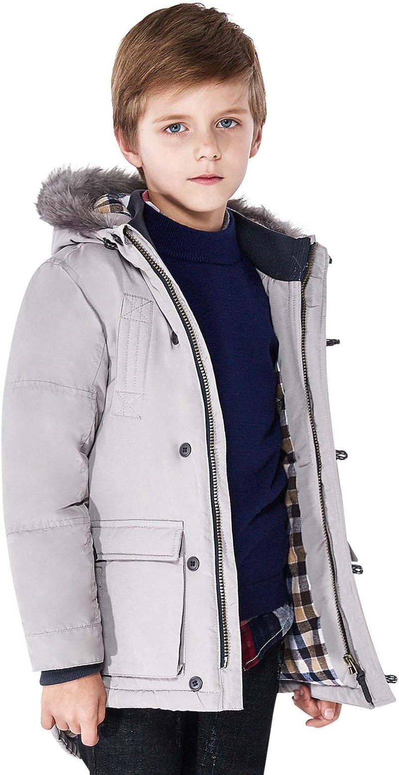 Boys Winter Coats Kids Winter Jacket Warm Thick Heavyweight Tough Long Windproof Outwear with Hood