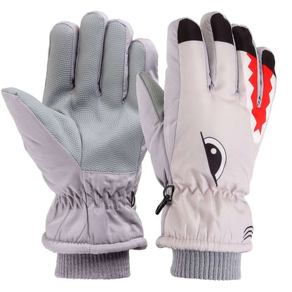 Warm Children Kids Shark Gloves Winter Waterproof Thermal Wind Ski Snow Thermal