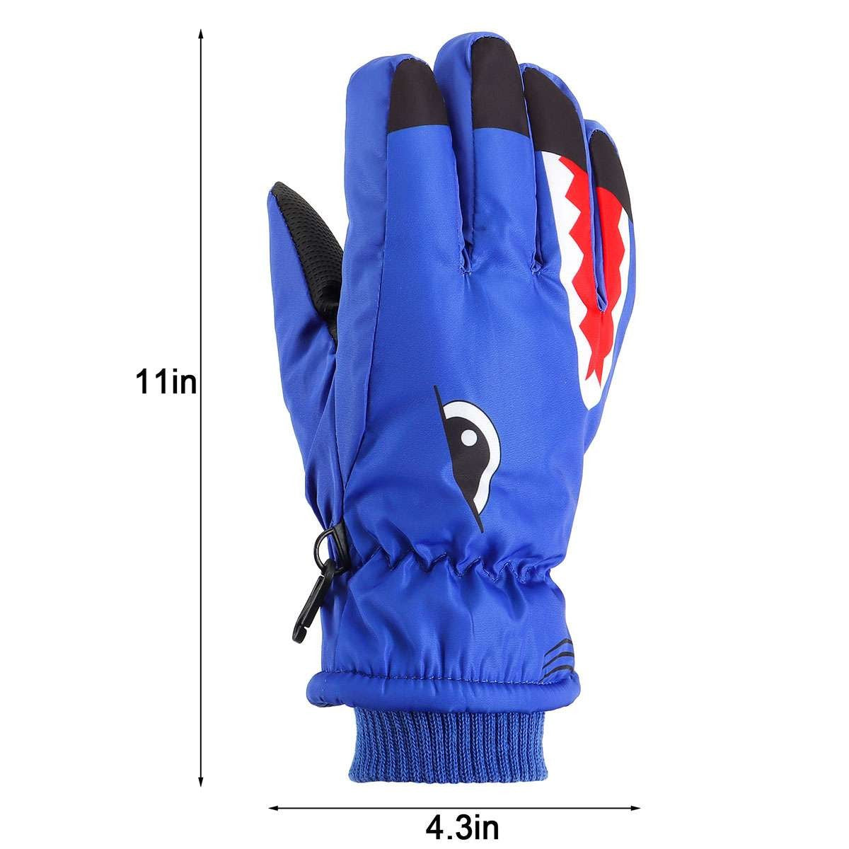Warm Children Kids Shark Gloves Winter Waterproof Thermal Wind Ski Snow Thermal