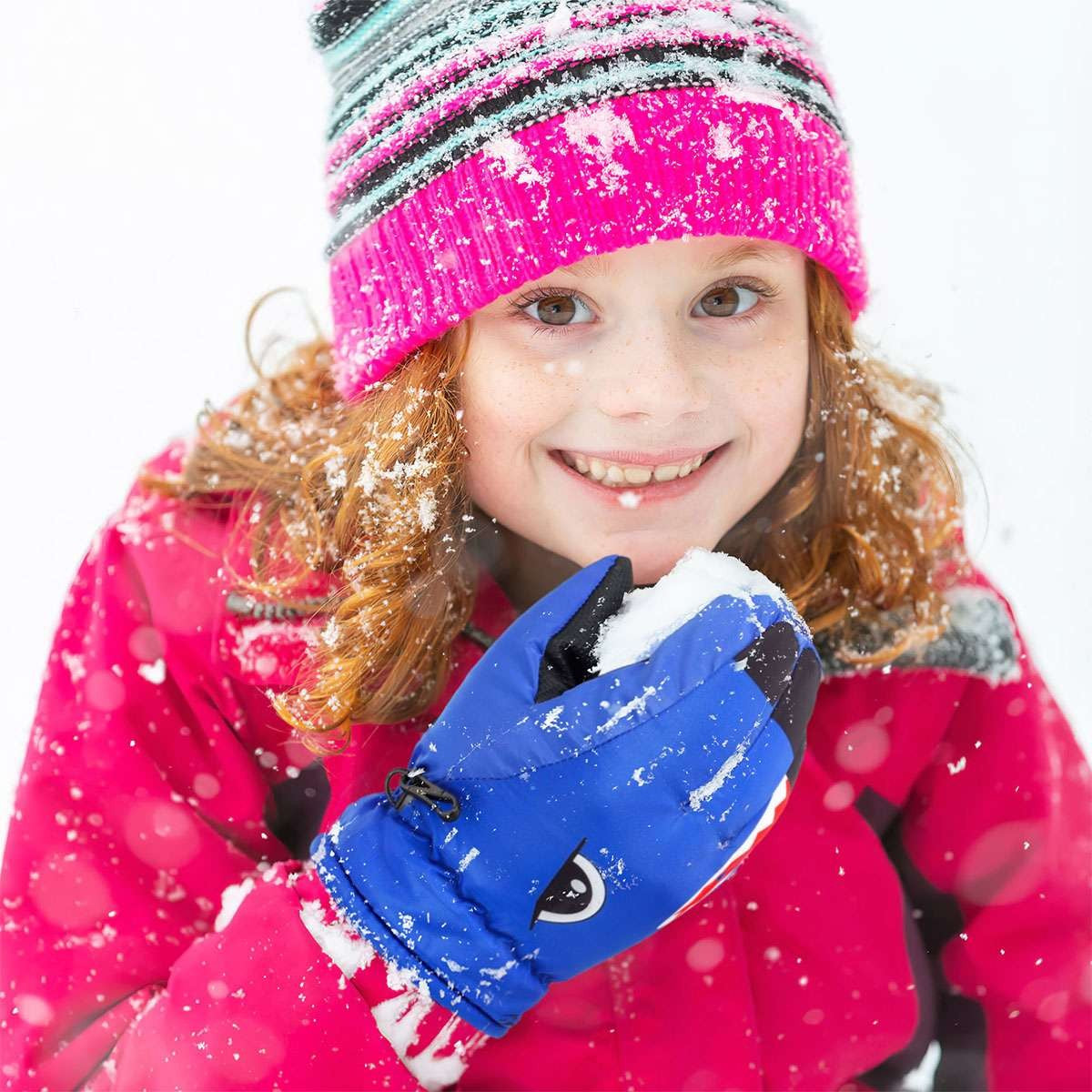 Warm Children Kids Shark Gloves Winter Waterproof Thermal Wind Ski Snow Thermal