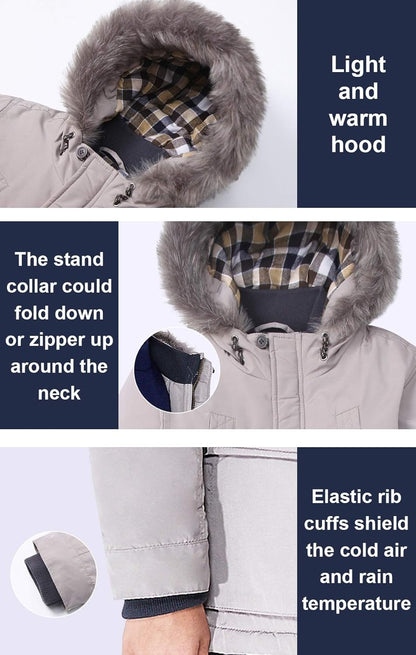 Boys Winter Coats Kids Winter Jacket Warm Thick Heavyweight Tough Long Windproof Outwear with Hood
