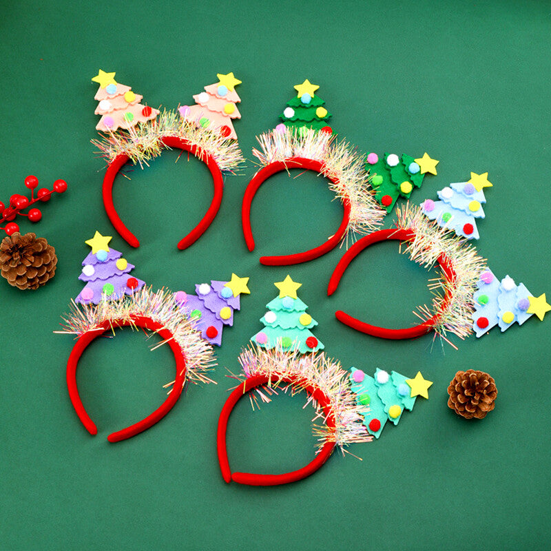 Adult Kids Glitter Christmas Tree Headband Hair Hoop Party Fancy Dress Hair Clip