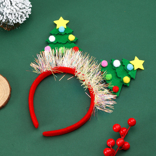 Adult Kids Glitter Christmas Tree Headband Hair Hoop Party Fancy Dress Hair Clip