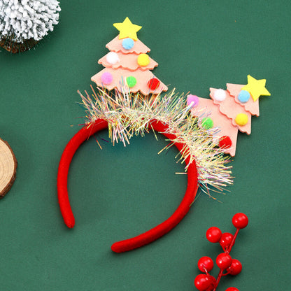 Adult Kids Glitter Christmas Tree Headband Hair Hoop Party Fancy Dress Hair Clip