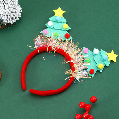 Adult Kids Glitter Christmas Tree Headband Hair Hoop Party Fancy Dress Hair Clip