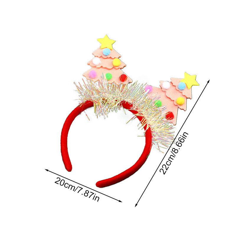 Adult Kids Glitter Christmas Tree Headband Hair Hoop Party Fancy Dress Hair Clip