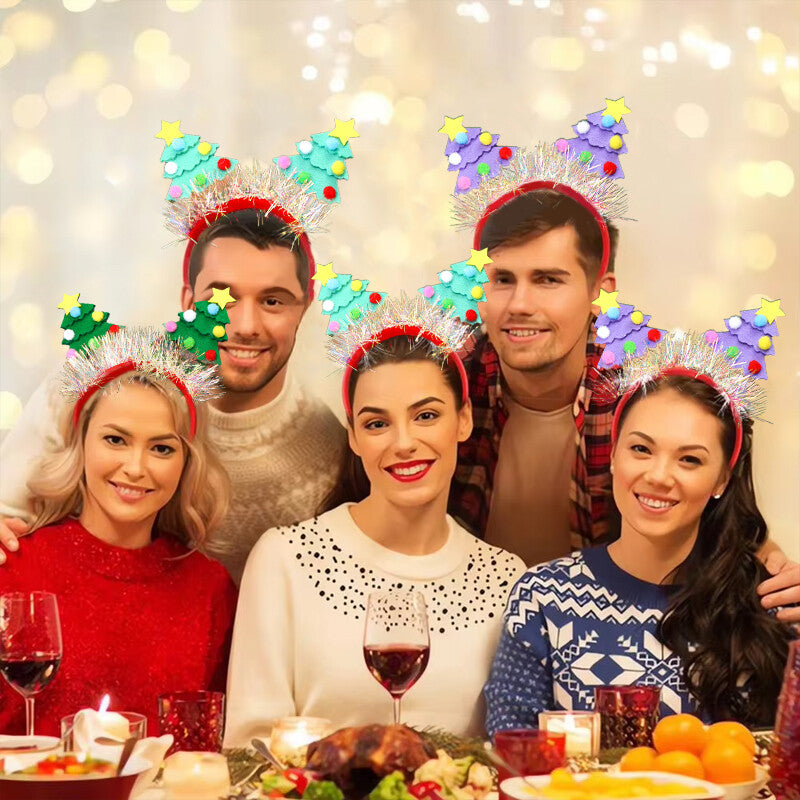 Adult Kids Glitter Christmas Tree Headband Hair Hoop Party Fancy Dress Hair Clip