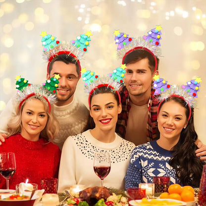 Adult Kids Glitter Christmas Tree Headband Hair Hoop Party Fancy Dress Hair Clip
