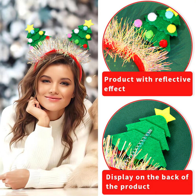 Adult Kids Glitter Christmas Tree Headband Hair Hoop Party Fancy Dress Hair Clip