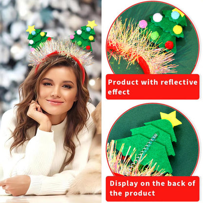 Adult Kids Glitter Christmas Tree Headband Hair Hoop Party Fancy Dress Hair Clip