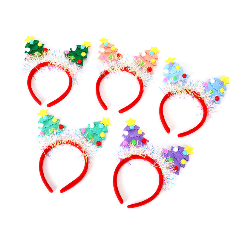 Adult Kids Glitter Christmas Tree Headband Hair Hoop Party Fancy Dress Hair Clip