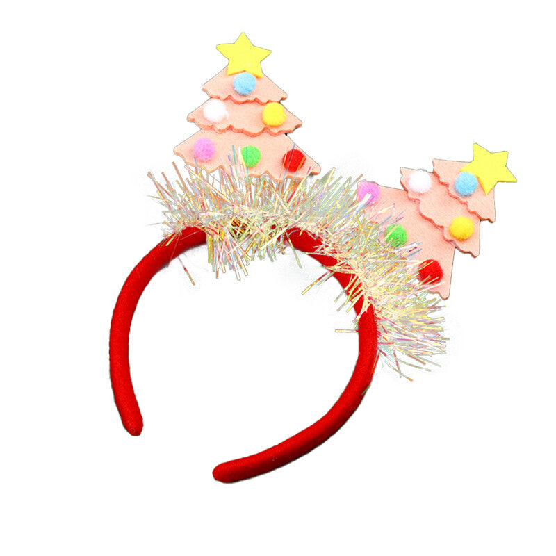Adult Kids Glitter Christmas Tree Headband Hair Hoop Party Fancy Dress Hair Clip