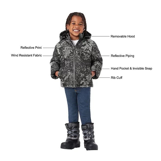 Member'S Mark Toddler & Boys Wind Resistant Removable Hood Puffer Jacket