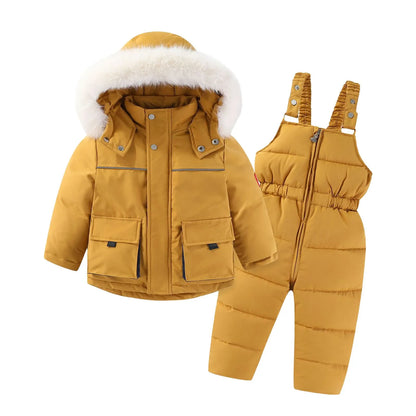 Kids Pant and Shirt Children down Cotton Jackets for Boys and Girls Autumn and Winter Two Pieces for Infant Girl