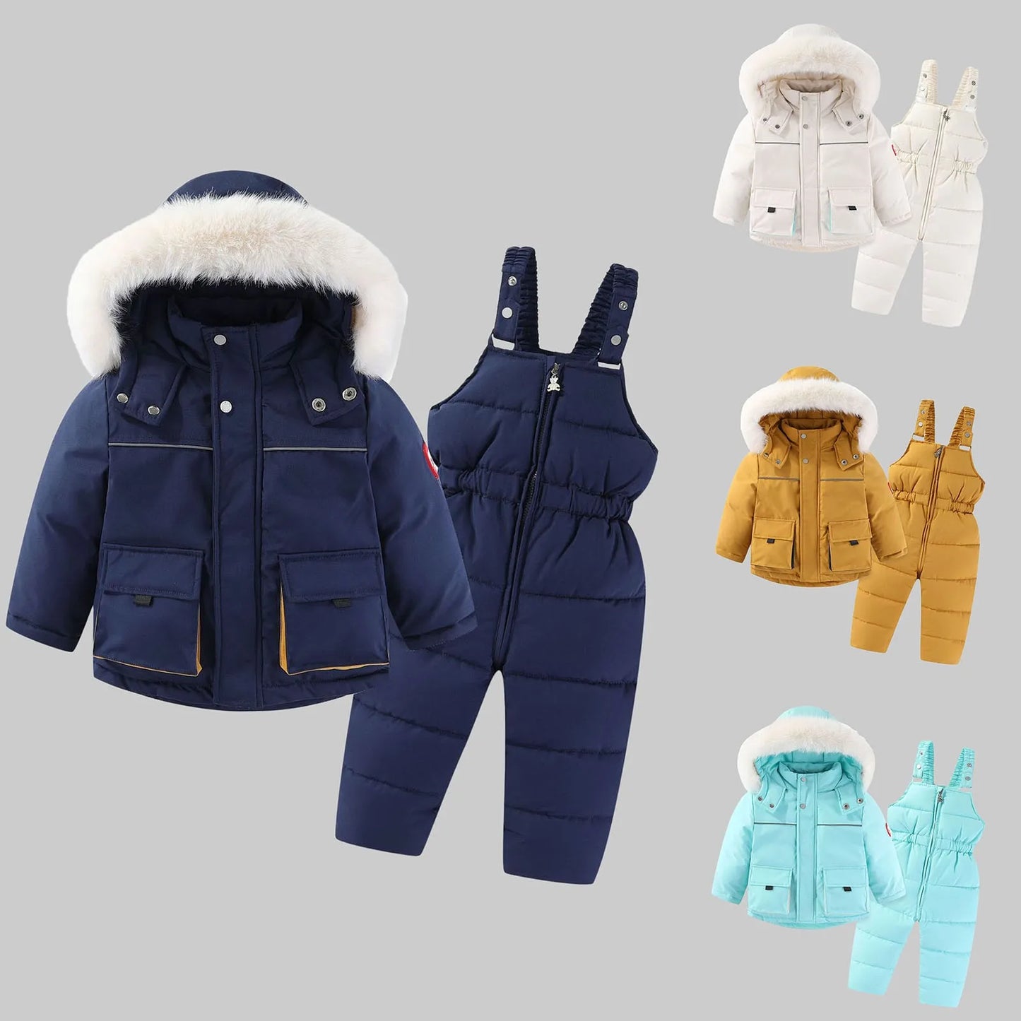 Kids Pant and Shirt Children down Cotton Jackets for Boys and Girls Autumn and Winter Two Pieces for Infant Girl