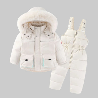 Kids Pant and Shirt Children down Cotton Jackets for Boys and Girls Autumn and Winter Two Pieces for Infant Girl
