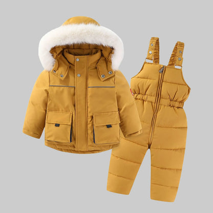 Kids Pant and Shirt Children down Cotton Jackets for Boys and Girls Autumn and Winter Two Pieces for Infant Girl