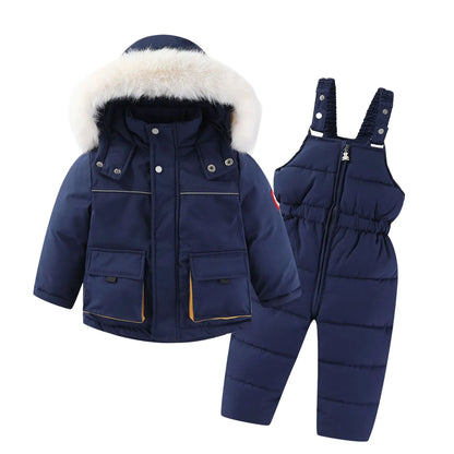 Kids Pant and Shirt Children down Cotton Jackets for Boys and Girls Autumn and Winter Two Pieces for Infant Girl