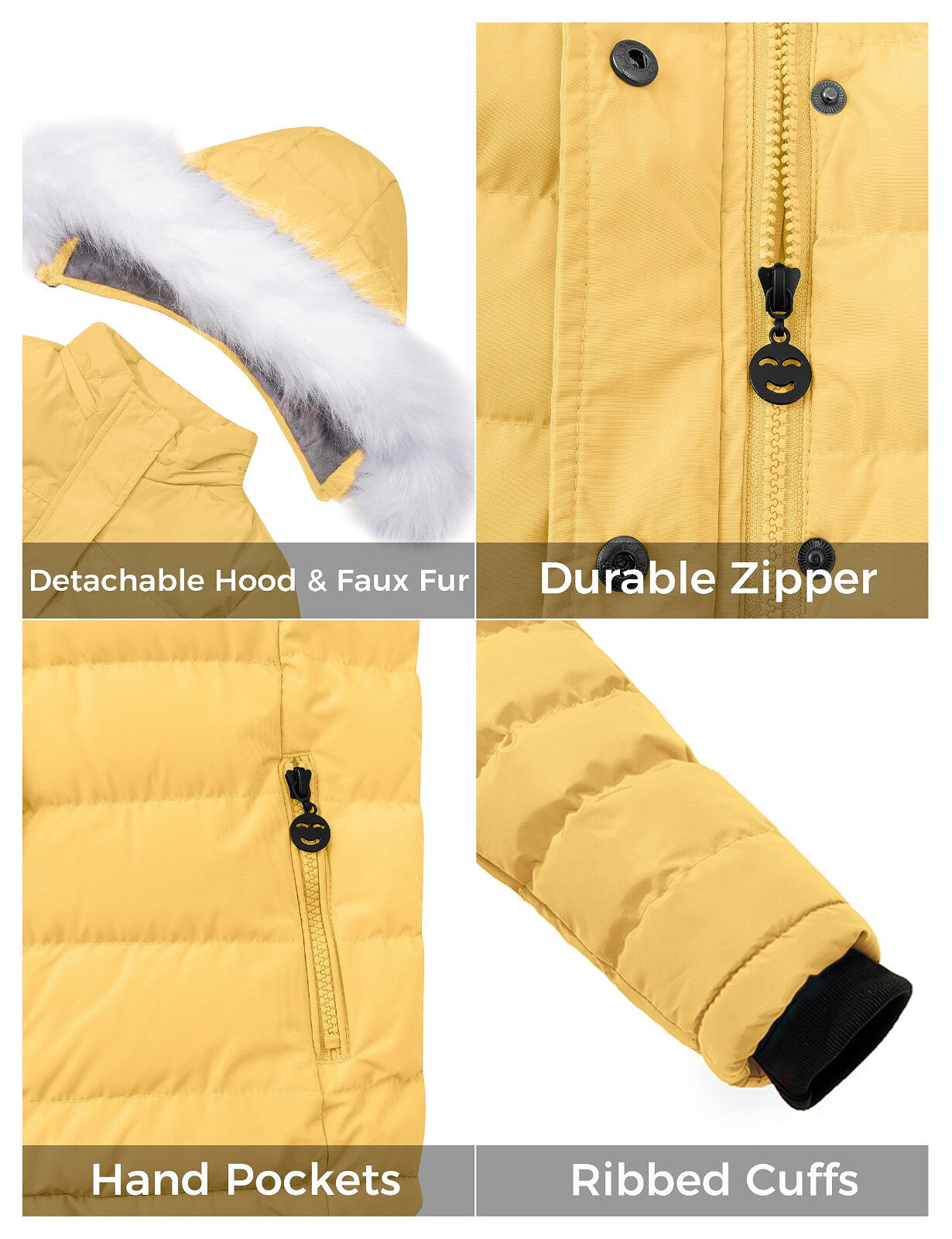 ZSHOW Girls' Puffer Jacket Soft Fleece Lined Warm Winter Coat with Fur Hood