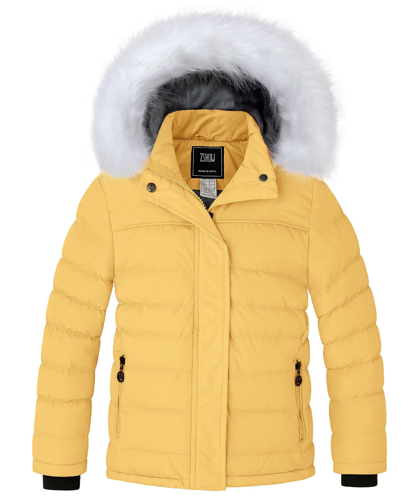 ZSHOW Girls' Puffer Jacket Soft Fleece Lined Warm Winter Coat with Fur Hood