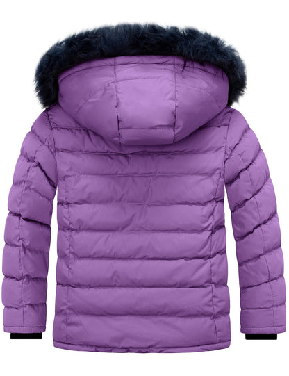 ZSHOW Girls' Puffer Jacket Soft Fleece Lined Warm Winter Coat with Fur Hood