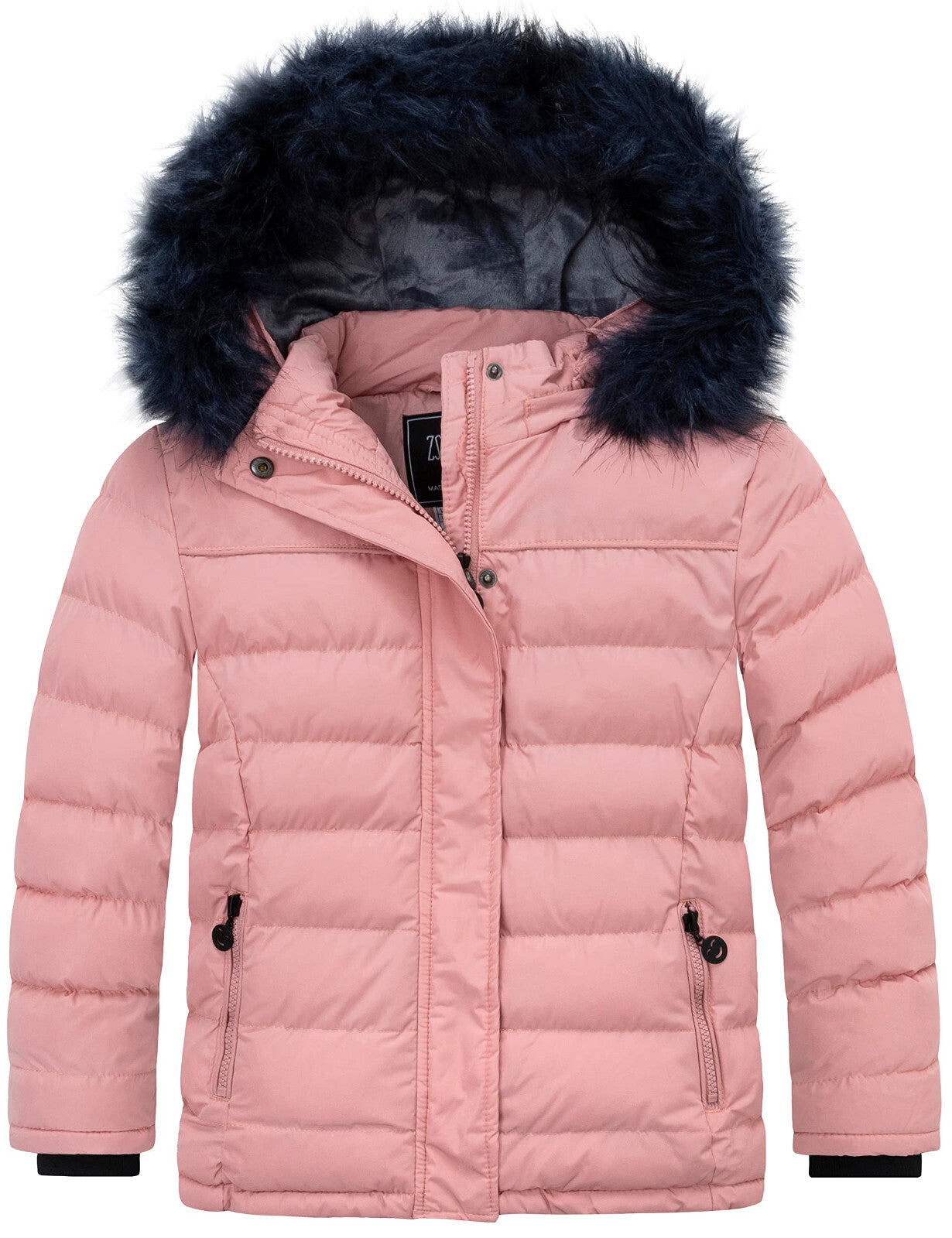 ZSHOW Girls' Puffer Jacket Soft Fleece Lined Warm Winter Coat with Fur Hood