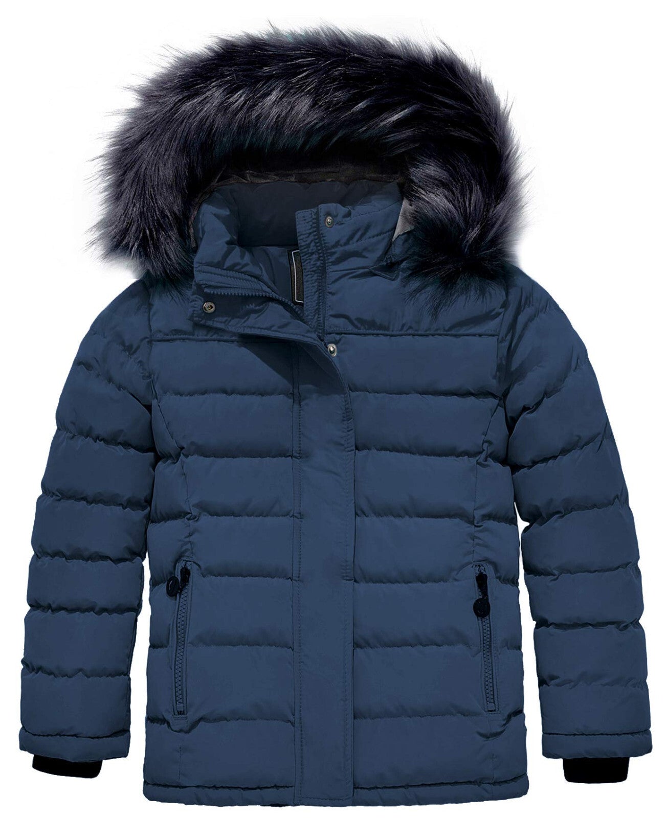 ZSHOW Girls' Puffer Jacket Soft Fleece Lined Warm Winter Coat with Fur Hood