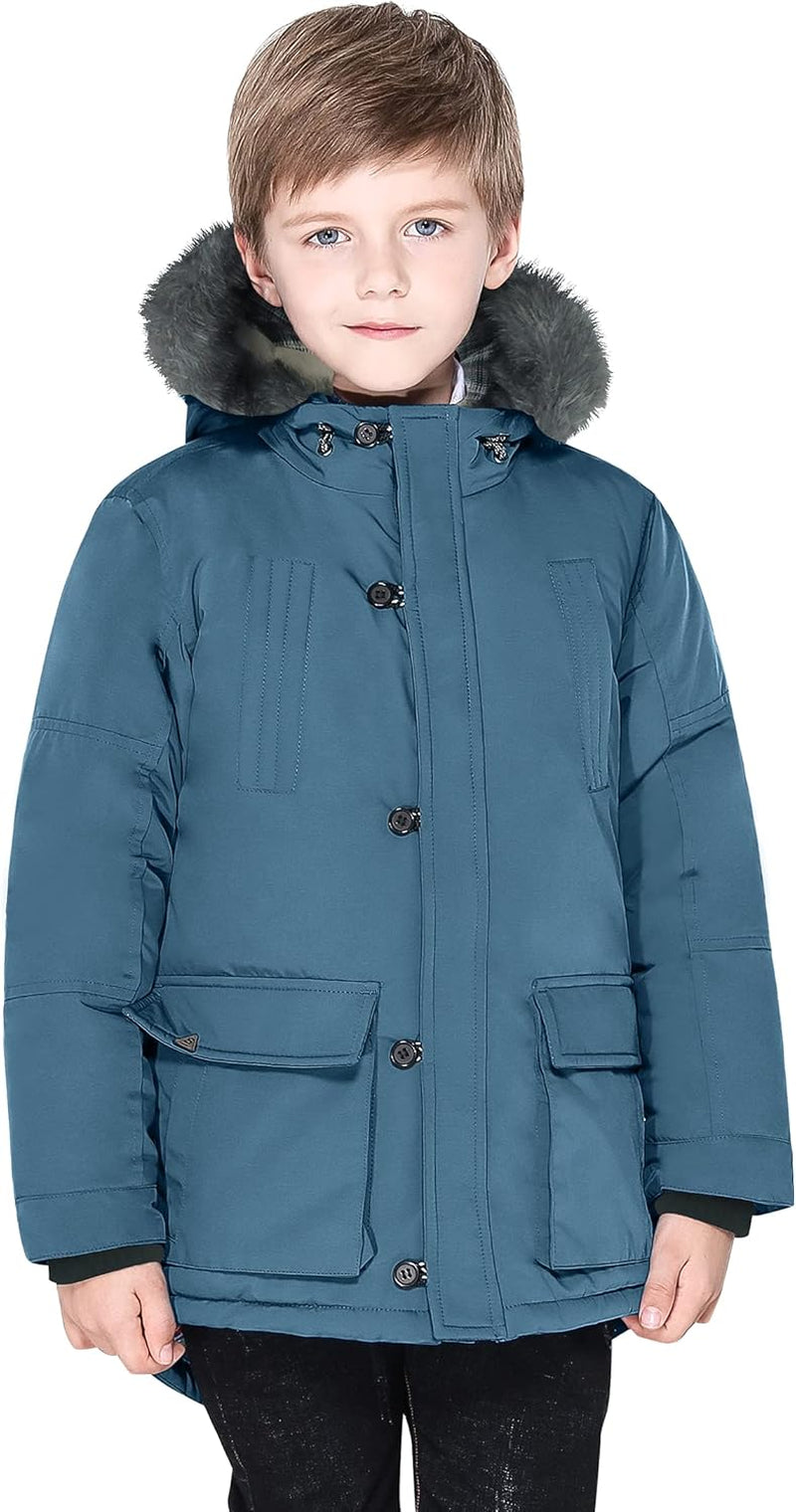 Boys Winter Coats Kids Winter Jacket Warm Thick Heavyweight Tough Long Windproof Outwear with Hood