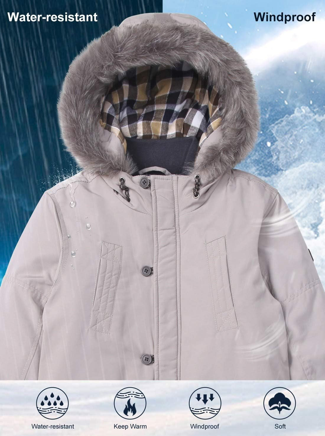 Boys Winter Coats Kids Winter Jacket Warm Thick Heavyweight Tough Long Windproof Outwear with Hood