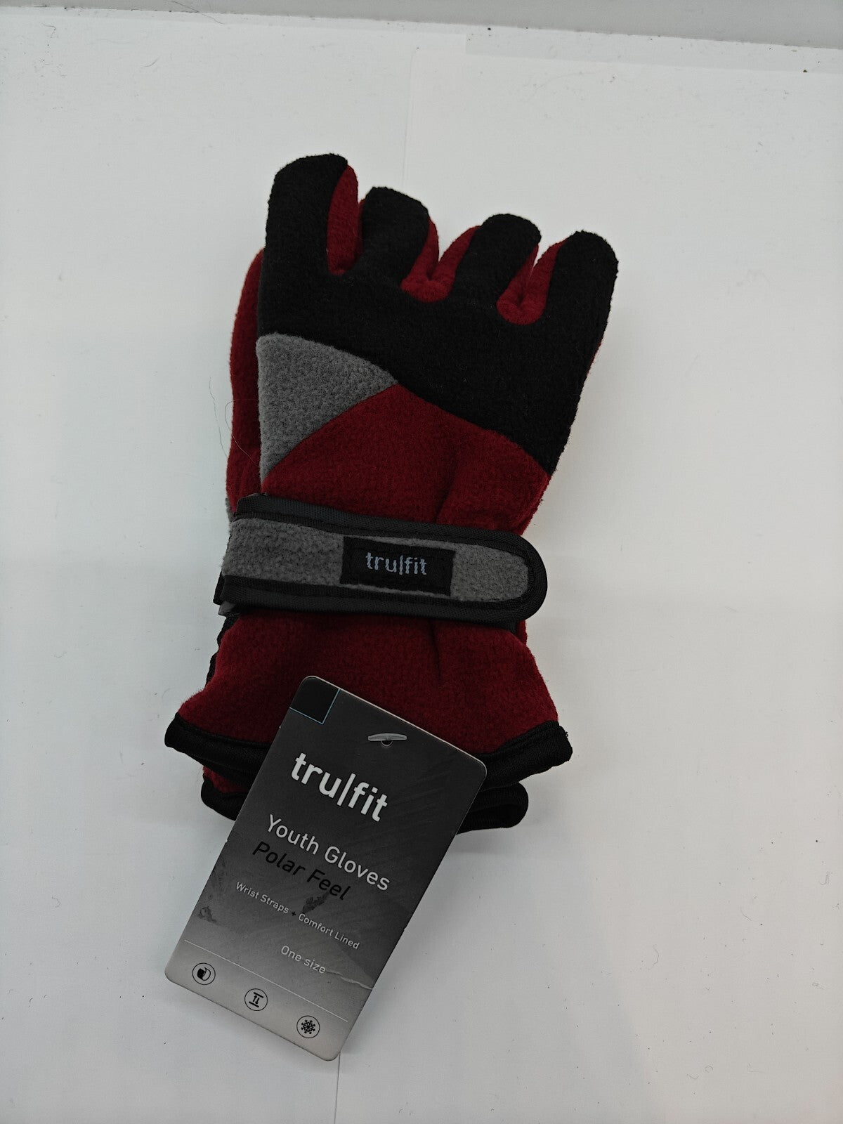Trufit Youth Boys Gloves - Polar Feel - Wrist Straps - One Size - NWT Brand New