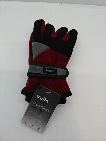 Trufit Youth Boys Gloves - Polar Feel - Wrist Straps - One Size - NWT Brand New