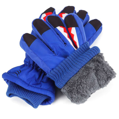 Warm Children Kids Shark Gloves Winter Waterproof Thermal Wind Ski Snow Thermal