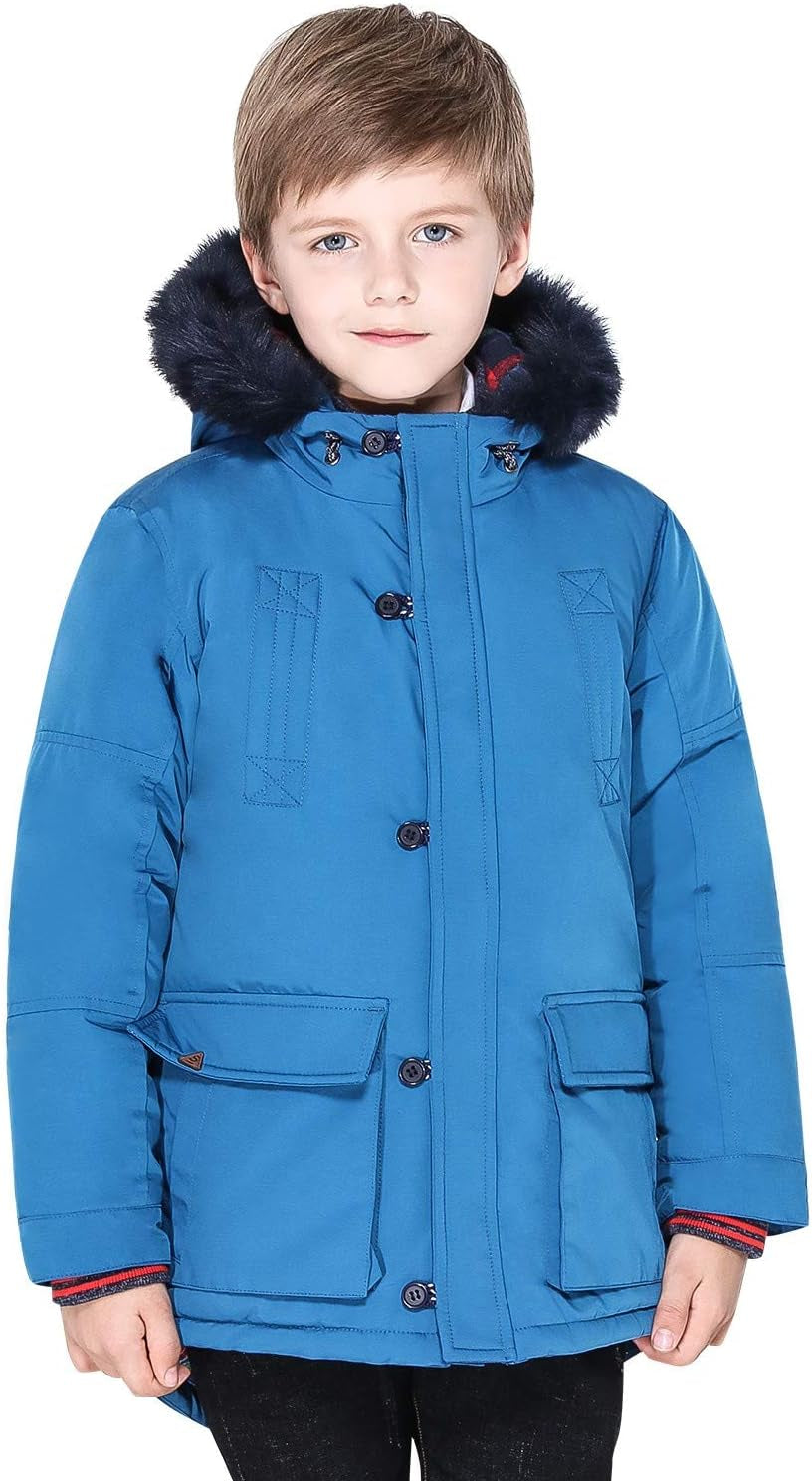 Boys Winter Coats Kids Winter Jacket Warm Thick Heavyweight Tough Long Windproof Outwear with Hood